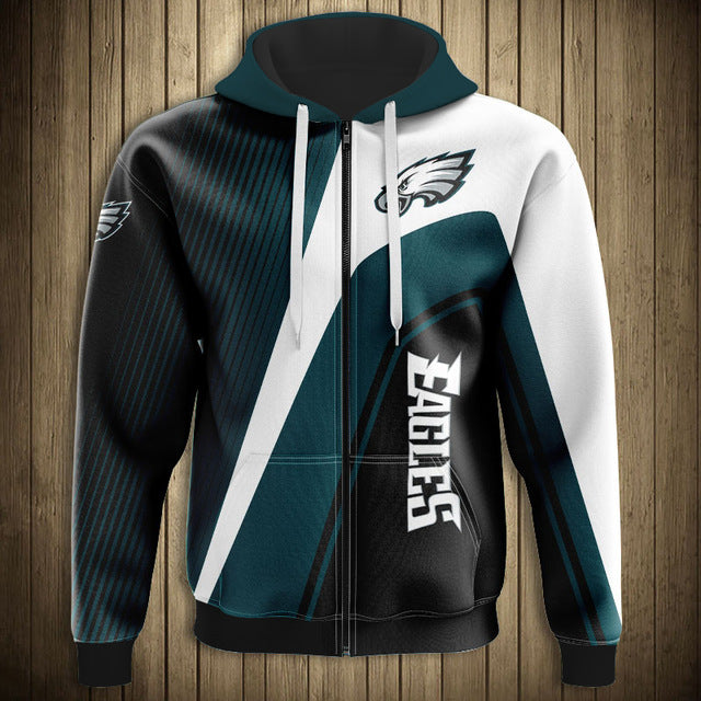 NFL 3D Striped Team Logo Zippered Hoodie