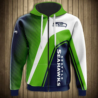 Thumbnail for NFL 3D Striped Team Logo Zippered Hoodie
