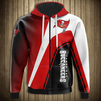 Thumbnail for NFL 3D Striped Team Logo Zippered Hoodie