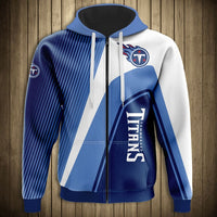 Thumbnail for NFL 3D Striped Team Logo Zippered Hoodie