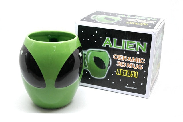Outer-Space Alien Shape Glazed Ceramic Coffee/Tea/Milk Mugs