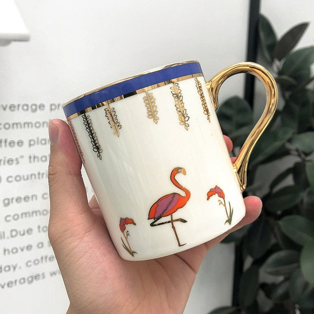 Abstract Collection Single Layered Nordic Style Gold Handle Ceramic Coffee/Tea Mugs