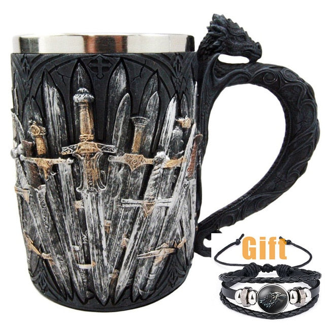 Antique Game of Thrones, Might and Magic Goblet Stainless Steel Resin Mugs