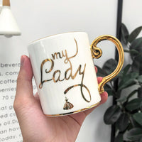 Thumbnail for Abstract Collection Single Layered Nordic Style Gold Handle Ceramic Coffee/Tea Mugs