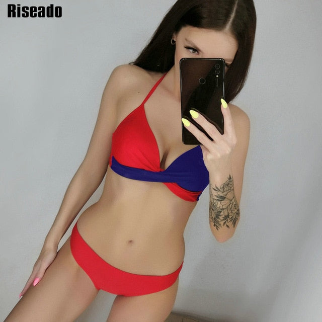 Wire Free Women Sexy Push Up Bikinis Set Swimwear