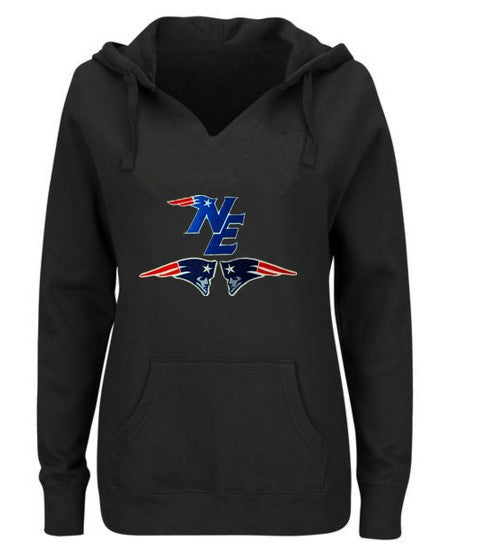 New England Patriots Women's V-neck Fitted Hoodie
