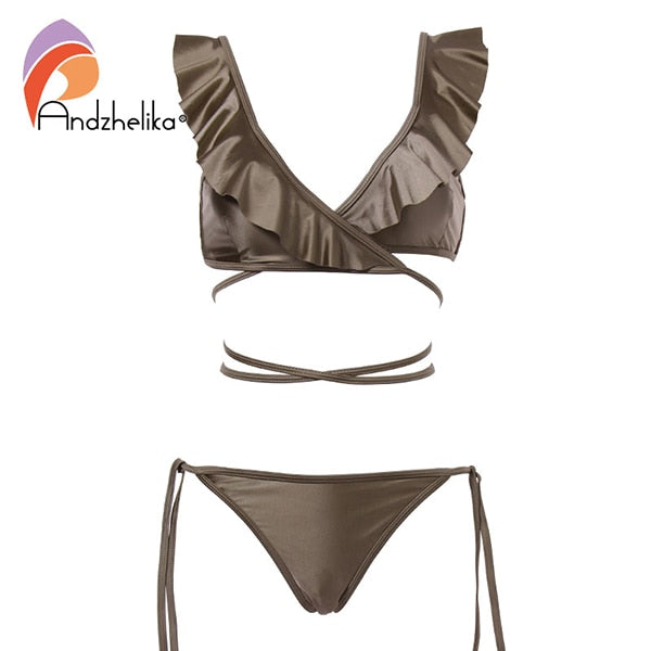 Wire Free Sexy Ruffle Bikinis Swimwear