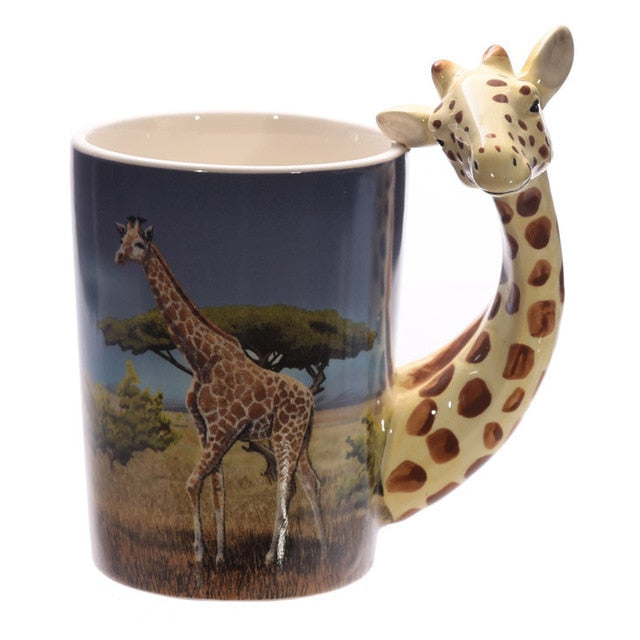 Hand Painted and Sculpted Animal Pattern Ceramic Mark Water/Coffee/Tea Cup Ideal for Office Decorative Purpose.