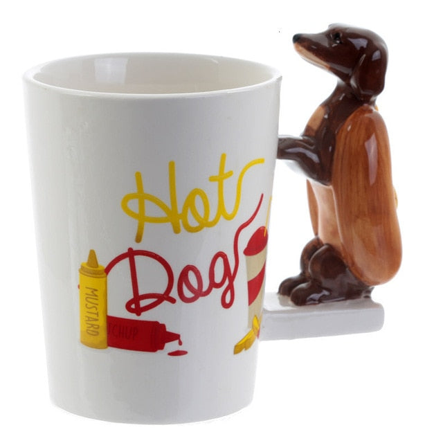 Hand Painted and Sculpted Animal Pattern Ceramic Mark Water/Coffee/Tea Cup Ideal for Office Decorative Purpose.