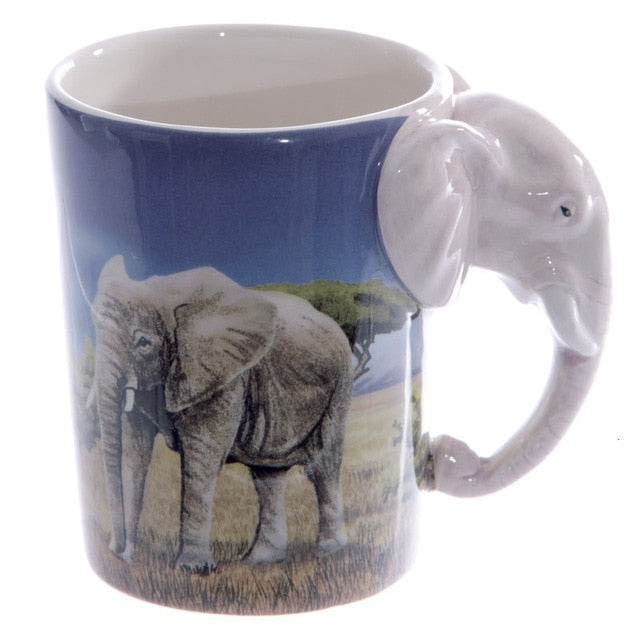 Hand Painted and Sculpted Animal Pattern Ceramic Mark Water/Coffee/Tea Cup Ideal for Office Decorative Purpose.