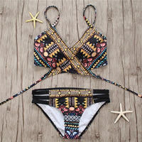 Thumbnail for Sexy Padded Bandage Strappy Aztec String Bikini and Beachwear Swimsuit