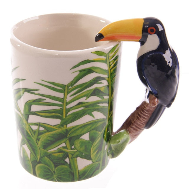 Hand Painted and Sculpted Animal Pattern Ceramic Mark Water/Coffee/Tea Cup Ideal for Office Decorative Purpose.