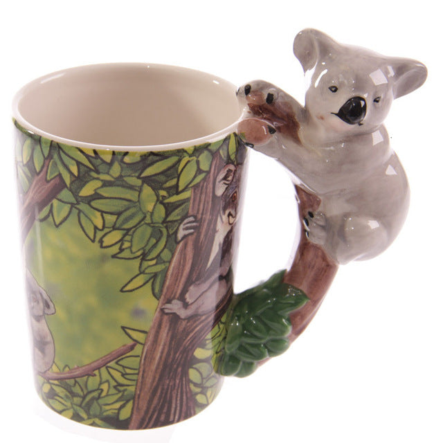 Hand Painted and Sculpted Animal Pattern Ceramic Mark Water/Coffee/Tea Cup Ideal for Office Decorative Purpose.