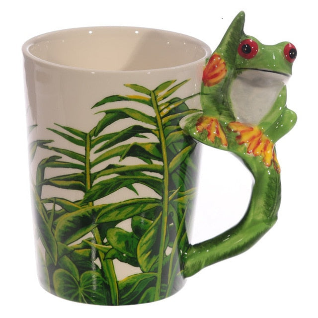 Hand Painted and Sculpted Animal Pattern Ceramic Mark Water/Coffee/Tea Cup Ideal for Office Decorative Purpose.