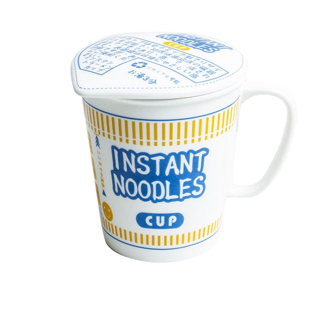 Large Pigmented Ceramic Mugs (Dormitory Bowls) with Lid - Ideal for Students