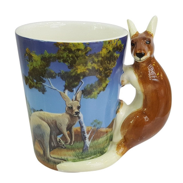 Hand Painted and Sculpted Animal Pattern Ceramic Mark Water/Coffee/Tea Cup Ideal for Office Decorative Purpose.