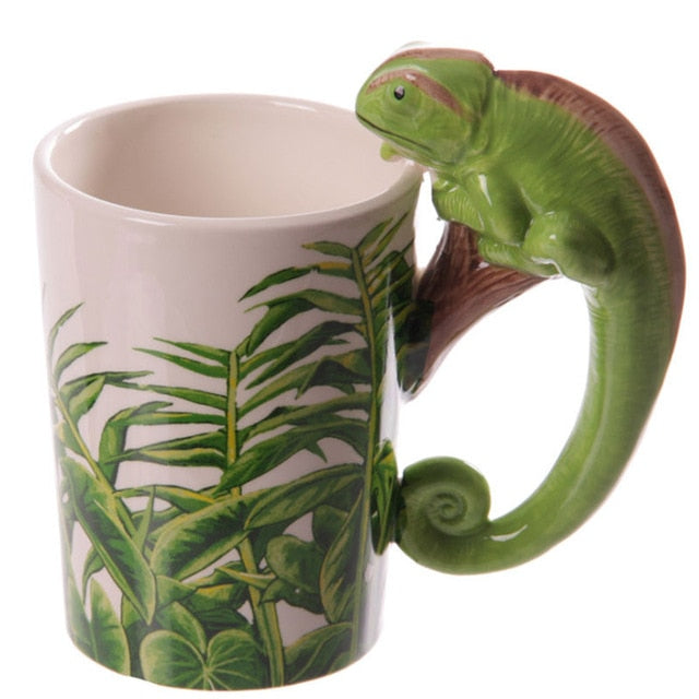 Hand Painted and Sculpted Animal Pattern Ceramic Mark Water/Coffee/Tea Cup Ideal for Office Decorative Purpose.