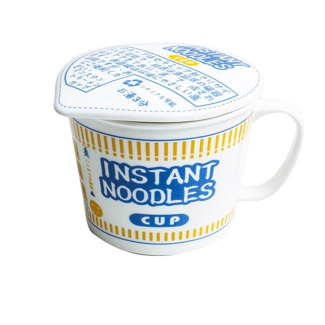 Large Pigmented Ceramic Mugs (Dormitory Bowls) with Lid - Ideal for Students