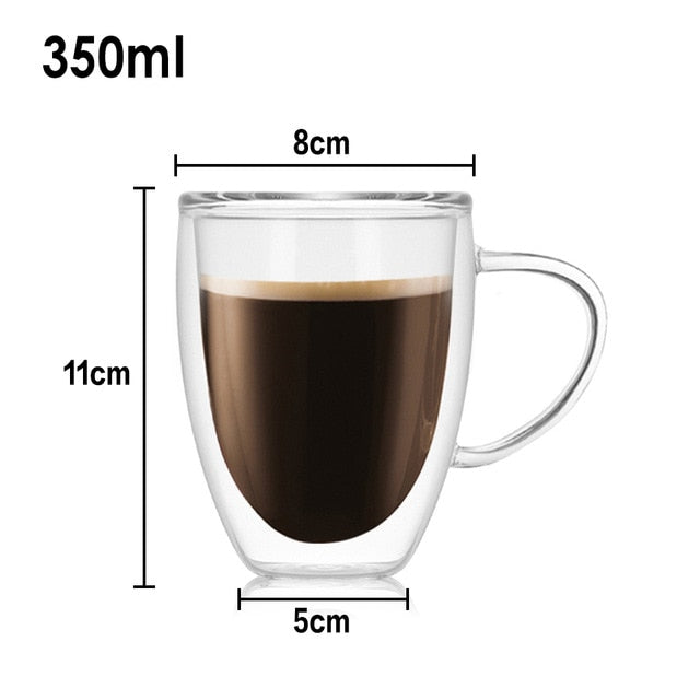 Heat Resistant Borosilicate Double-Wall Glass Mugs