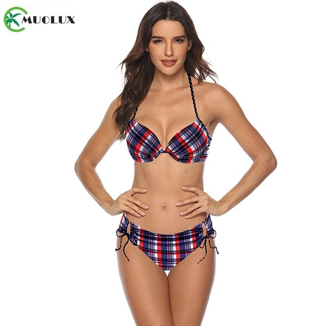 Underwire Mid-waist Bandage Bikini Swimwear