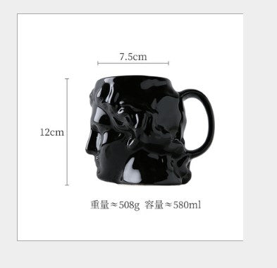Limited Edition Apollo David Head Sculptured 3D Ceramic Milk/Coffee/Tea Mugs