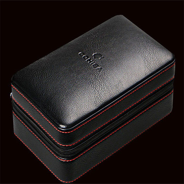Luxury Cohiba Cigar Box Humidor Case Genuine Leather Wood Cabinet Travel Storage Box 4pcs Include Cutter (No Lighter)