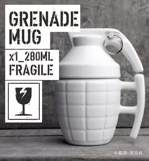 Cool Army Grenade Monolayer Ceramic Coffee/Tea Cup with Lid Ideal for Office/Personal Use