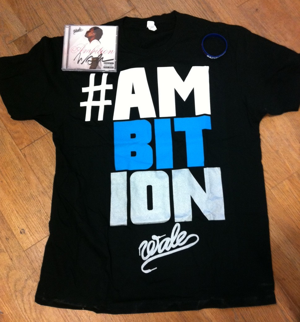 Wale Stacked Ambition Tshirt - Black Wale Stacked Ambition Tshirt With Teal and White Print - TshirtNow.net